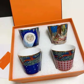 4 vnt. rinkinys, Aukščiausios kategorijos Keramikos Puodelis Kavos, Arbatos, Pieno, Geriamojo Puodeliai Kavos Puodelis su Rankena 