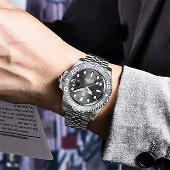 40mm PAGANI DIZAINO Mados vyriški Mechaninis laikrodis Klasikinis Prabangos Safyro Stiklas Automatinis laikrodis iš Nerūdijančio Plieno, atsparus Vandeniui Laikrodis