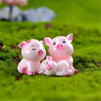 4pcs Kiaulių Mini Miniatiūrinės Statulėlės Pasakų Sodą, Lėlių Dekoro Micro Kraštovaizdžio Kawaii Priedai
