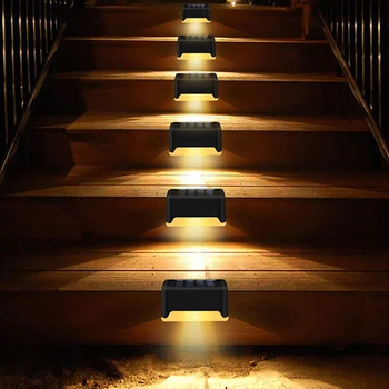 4pcs LED Saulės Laiptų Lempos Vandeniui Lauko Saulės Šviesos Sodas Kelias Kieme Kiemo Laiptais Žingsniai Tvora Lempos Saulės Naktį Žibintai