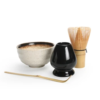 4pcs/įjungti tradicinį matti giftset natūralaus bambuko šluotele scoop ceremic Matti Dubenyje Suplakite Turėtojas japonų arbatos rinkiniai