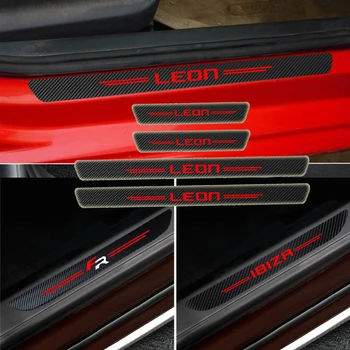 4X Automobilio Anglies Pluošto Durų Slenksčio Nusitrinti Plokštė Lipdukai Seat Leon Ibiza FR 6l 6j 6p 5f Mk3 FR+ 1m 1p 2 Mk2 2019 2020 2021 4