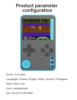 500 Games MINI Nešiojamieji Retro Vaizdo Delninis Konsolės Žaidimas Įkrovimo 8 Bitų įmontuota Gameboy 2.4 Colių Spalvotas LCD Ekranas