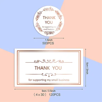 50pcs/pak rožinė ačiū kortelę už paramą verslo paketas apdaila 