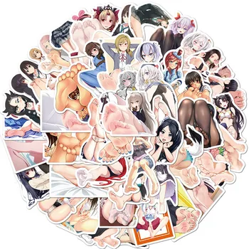 50pcs Vandeniui Lipdukai Grafiti Sekso Mergina, Kojas Fetishism FootJob Kojos Japonų Anime Kamieno Nešiojamas Žaislas, skirtas Suaugusiųjų 0