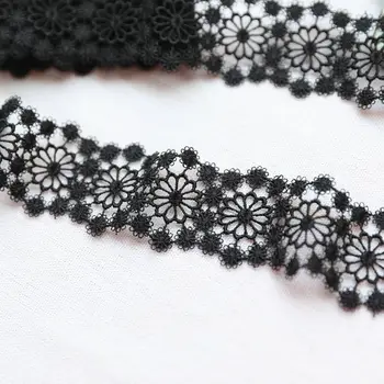 5meters/daug Vandenyje tirpių gėlės juoda nėrinių tuščiaviduriai iš nėrinių apdaila drabužių priedai 4.2 cm pločio X524