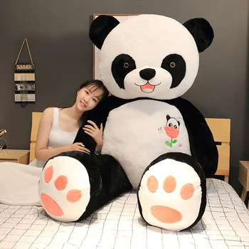 60-100cm Mielas Big Panda Pliušiniai Žaislai Sofa-Lova Dekoro Įdaryti Animacinių filmų Gyvūnų Pagalvė Minkšta Mielas Lėlės Vaikams Gimtadienio, Kalėdų Dovana
