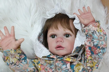 60 CM 3D-Dažyti Odą Silikono Atgimsta Bamblys Baby Doll Girl Audiniu Kūno Žaislas Realus, Kaip tikra Princesė Gyvas Bebe Suknelė Iki