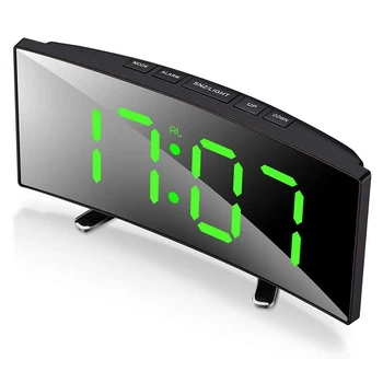 7 Colių Skaitmeninis Laikrodis-Žadintuvas Lenktas Pritemdomi Led Skaitmeninis Laikrodis Vaikams Miegamasis Žalia Daug Laikrodis Lentelė Lengvas