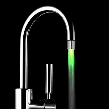 7 Spalvų RGB Keitimas Švyti LED Vandens Maišytuvas Stream Šviesos Dušo Bakstelėkite Galvos Virtuvės Slėgio Jutiklis Vonios Aksesuaras CD