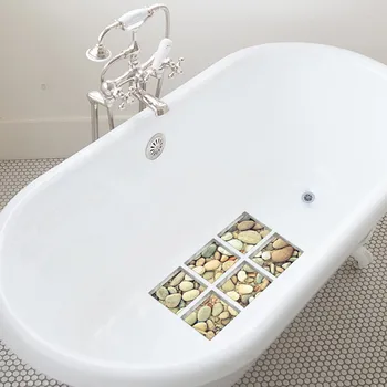 Akmenimis Ruoželiniu Vonia Lipdukai Vonios kambarys 3D Anti-Slydimui atsparus Vandeniui lipnios PVC Vonios Kilimėlis Vonia Decal Dušo Kambario Grindų