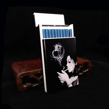 Aliuminio Lydinio&plastiko Cigarečių Atveju Ultra Plonas 100 Plonas Cigarečių Dėžutė Moterų Dūmų Lauke Lazeriu Graviruotas Lonely Girl