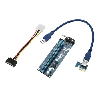 Alloyseed USB 3.0 PCI-E Riser card PCIE Express 1X 4x 8x 16x Extender Stovo Adapteris Kortelės SATA 15pin 4 pin molex Maitinimo Kabelis
