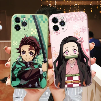 Animacinių filmų Japonijos Anime Demon Slayer Telefono dėklas Skirtas iPhone 12 XS MAX 7 XR 11 Pro SE 2020 X 8Plus Kimetsu Saldainiai Minkštas Silikoninis Dangtelis