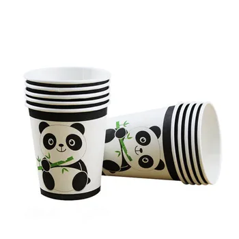 Animacinių Filmų Panda Temą Vienkartiniai Šalies Stalo Įrankiai Vaikams Gimtadienio Dekoracijas Prekių Plokštė Taurės Vystymo Šiaudų Reklama Staltiesė