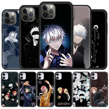 Anime džiudžiutsu kaisen Telefono dėklas Skirtas iPhone 11 Pro XS XR X Padengti Funda iPhone 12 Pro Max 7 8 Plus SE 2020 Juoda Korpuso
