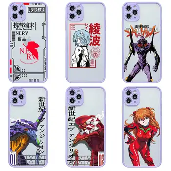 Anime Evangelions Telefono dėklas Skirtas iphone 12 11 Pro Max Mini XS 8 7 Plus X SE 2020 XR Šviesiai violetinės spalvos Matinis Skaidrus