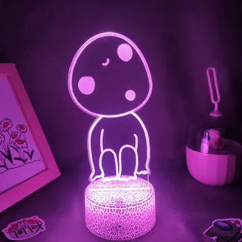 Anime Princesė Mononoke Hime Pav Kodama 3D Led Lempos Naktį Šviesos Neonas Mielas Mielas Dovanas RGB Miegamojo staliukas Apdaila