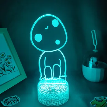 Anime Princesė Mononoke Hime Pav Kodama 3D Led Lempos Naktį Šviesos Neonas Mielas Mielas Dovanas RGB Miegamojo staliukas Apdaila