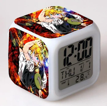 Anime Septynios Mirtinos Nuodėmės 7 Spalvų LED Blykstė Skaitmeninis žadintuvus Naktį, Šviesos, Miegamojo, Stalo Laikrodis, Žadintuvas septynių spalvų