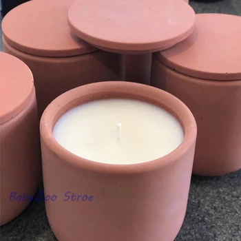 Apvalus Stiklainis Betono Silikono Formos Aromatizuoti Žvakės Konteinerių Žvakė Stiklainį Dangteliu silikono Formos 