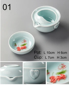 Aukštos kokybės elegantiškas gaiwan arbatos rinkinys,spalvos jūros vandens 3D Karpis Kung Fu Arbatos rinkinys Apima 1 Arbatinukas 1 TeaCup,Gražus ir lengvai arbatos virdulys.