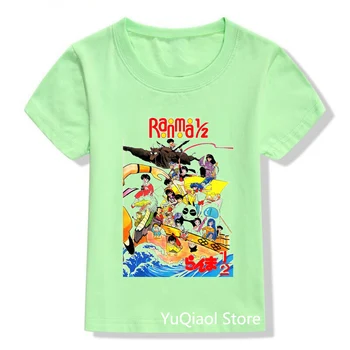Aukštos Kokybės Vaikų Anime ir Animacinių filmų Ranma 1/2 Marškinėlius Kūdikių Berniukų Drabužiai Urusei Yatsura T-Shirt Vasaros Žalia Tshirts Mergaitėms