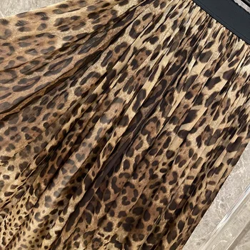 Aukščiausios Kokybės 2021 Naujas Originalus Dizainas D stiliaus Prabangūs Gryno Šilko Leopard-LINE Moterų Sijonas ir sirt moterų suknelės