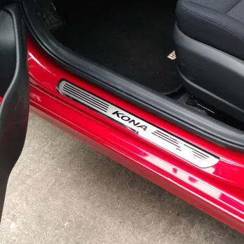 Automobilių Durų Slenksčio Nusitrinti Plokštė, skirta Hyundai KONA/KAUAI 2018 Nerūdijančio Plieno Durų Slenksčio Raštas Lipdukas Naujų Kona Kauai