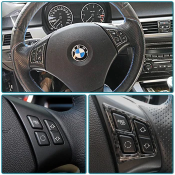 Automobilių Interjero Aksesuarų Anglies Pluošto Vairas mygtukai lipdukai BMW E90 3 Serijos 2005-2012 M. Automobilio Stiliaus