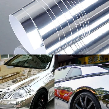 Automobilių Tampus Veidrodis Silver Chrome Veidrodis, Lankstus Vinilo Įvyniojimas Lapas Roll Kino Automobilio Lipdukas, Decal Lapas