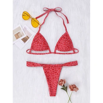 Autuspin Tvarstis Bikini Mados Moterų maudymosi kostiumėlį Sexy Thong Bikini Brazilijos Moterų maudymosi Kostiumėliai, Atsitiktinis Šalies Raudona Paplūdimio Maudymosi Kostiumas