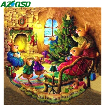AZQSD Diamond Tapybos Kalėdų Triušis Mozaikos Vaizdą Strazdų Namų Puošybai Diamond Siuvinėjimo Gyvūnų Rankų darbo Dovana