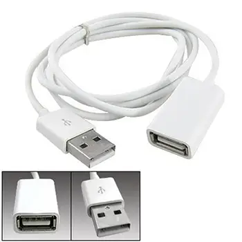 Baltos spalvos PVC Metaliniai USB 2.0 Vyrų ir Moterų Pratęsimo Adapterio Kabelis Laidas 1m 3Ft Kompiuterį, raštinės reikmenys