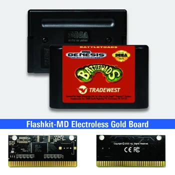 Battletoads - JAV Etiketės Flashkit MD Electroless Aukso PCB Kortele Sega Genesis Megadrive Vaizdo Žaidimų Konsolės