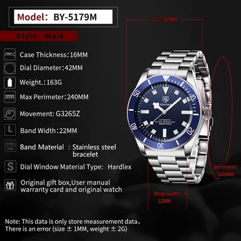 BENYAR Mechaninė Automatinė Vyrų'watches 2021 Prabanga Top Brand Atsitiktinis Karinės Sporto žmogus, žiūrėti Mados Šviesos Vyrų laikrodis