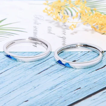 Blue Ocean Porų keičiamo dydžio Žiedas Vario Lydinys, sidabro padengtą Mylėtojų keičiamo dydžio Žiedai Mados Madinga Moterų Papuošalai Gimtadienis