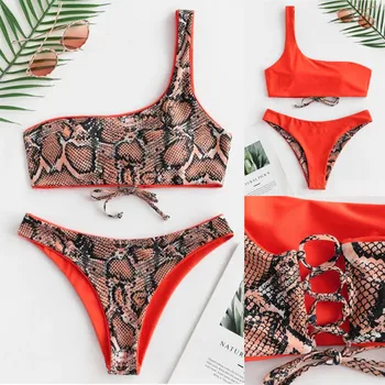 Brazilijos Bikini 2021 Nauja Peties maudymosi Kostiumėliai, Aukštos Juosmens Moterų Dviejų dalių Spausdinti Seksualus Padalinta maudymosi kostiumėlį Bikini maudymosi kostiumėlį Paplūdimio