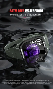 C16 3ATM 30M atsparus Vandeniui Sporto Smart Watch Vyrų Fitneso Apyrankė Tvirtas Lauko Smartwatch Išmaniųjų Telefonų Plaukti, Nardymo Laikrodžiai