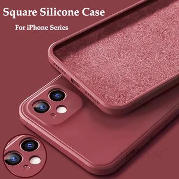 Case For iPhone 12 Byla Square Soft Skystu Silikonu Padengti iPhone 12 11 Pro Max Mini XR XS Max X 7 8 Plus SE 2020 Atveju Coque