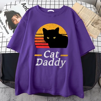 Cat Daddy Pastarasis Spausdinti Marškinėliai vyriški Aukštos Kokybės Žmogaus Viršuje Kawaii Animacinių filmų Katės Tee Marškinėliai Mens Atsitiktinis, S-XXXL T Marškinėliai Vyrams