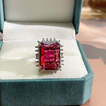 Cellacity Originali Brangakmenių Rubino Žiedas sidabro 925 papuošalai žiedas žavesio lady atidaryti reguliuoti dydį vestuves didmeninės dovanų