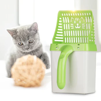 Craetive Kačių Kraikas Kastuvą su Kibiru Tualeto Pet Plastiko Produktų Scoop Tuščiaviduriai Neater Scoop Cleanning Kačių Smėlio Sifter Šiukšlių Įrankis