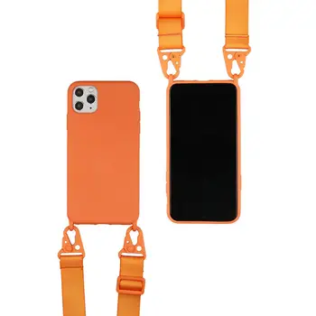Crossbody Karoliai Savininkas Telefono dėklas skirtas iPhone 12 11 pro XS Max XR 6s 7 8 PLIUS Virvelę Silikono Atveju Padengti su Laido Dirželis Virvė