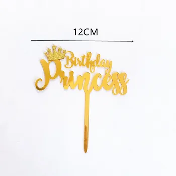 Crown Princess Princas Happy Birthday Cake Toppers Aukso Akrilo Karaliaus Gimtadienio Tortas Topper Vaikams Gimtadienio Pyragas Apdaila