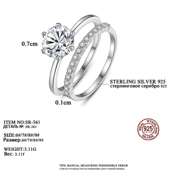 CZCITY Unikalus 925 Sterlingas Sidabro Sukrauti Piršto Sužadėtuvių Žiedai Moterų, Mergaičių, Vestuves Micro CZ Fine Jewelry SR0361