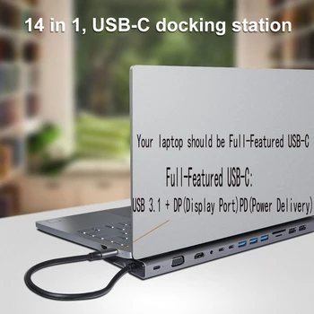 DeepFox C Tipo Hub USB C Dual HDMI VGA, Lan, USB 3.0 Prievadus, SD/TF Kortelių Skaitytuvas USB-C Centru 