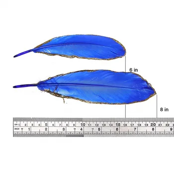 Didmeninė 10-500pcs Royal Blue Artimųjų aukso žąsies plunksnos 15-20cm 