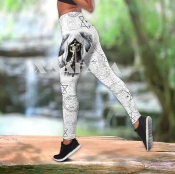 Dievo Mirties Kaukolės Dviejų dalių Jogos Rinkinį Moterims 3D Spausdinimo Vest Tuščiaviduriai Iš Bako Viršuje Aukšto Juosmens Legging Vasaros Laisvalaikio Sportas