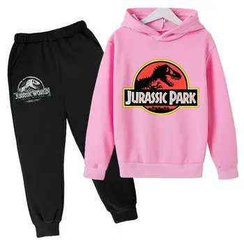 Dinozaurų spausdinti juros periodo parkas hoodies+kelnės dviejų dalių kostiumą berniukams, drabužiai, megztiniai žiemos vaikai top girls sporto apranga vaikams